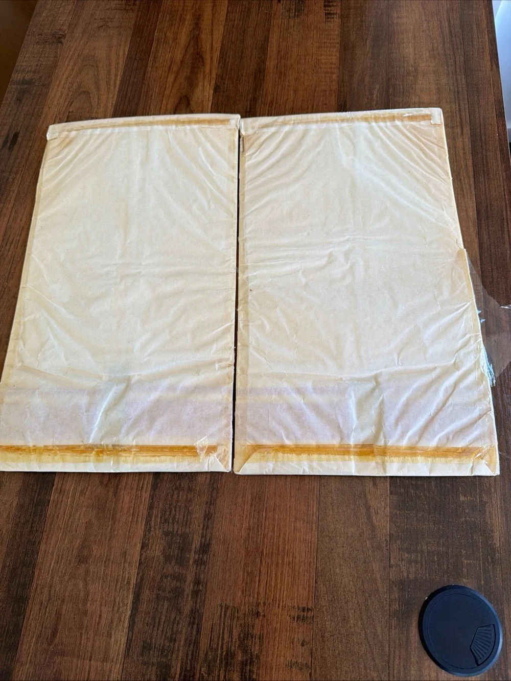 NOS Artmart Cream Tea Towels with Red Monogram J and Stripe - Set of 2